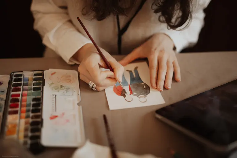 Live painting with watercolours for a commercial event