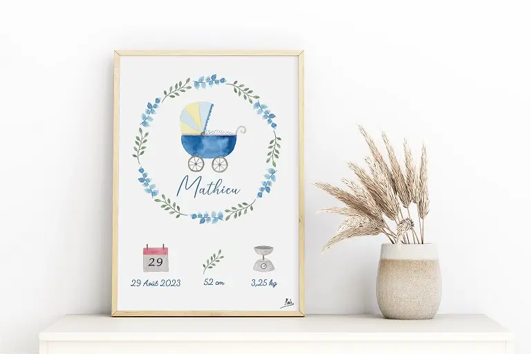 Tableau de naissance : Berceau bleu